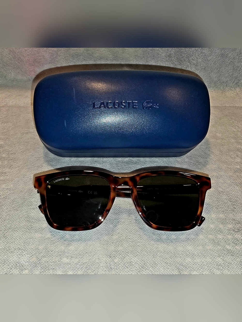 Lacoste Men’s Tortoiseshell Frame Sunglasses with Black Lenses
